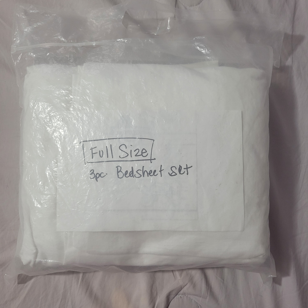 Full Size 3-Piece White Bedsheet Set